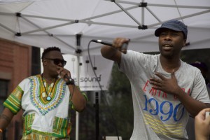Jarobi White of A Tribe Called Quest (left) and Dinco D from Leaders of the New School perform at TAMA Summefest