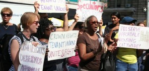 Protests against gentrification, displacement, and illegal evictions—such as this one organized by the Crown Heights Tenant Union—are becoming more common in central Brooklyn.