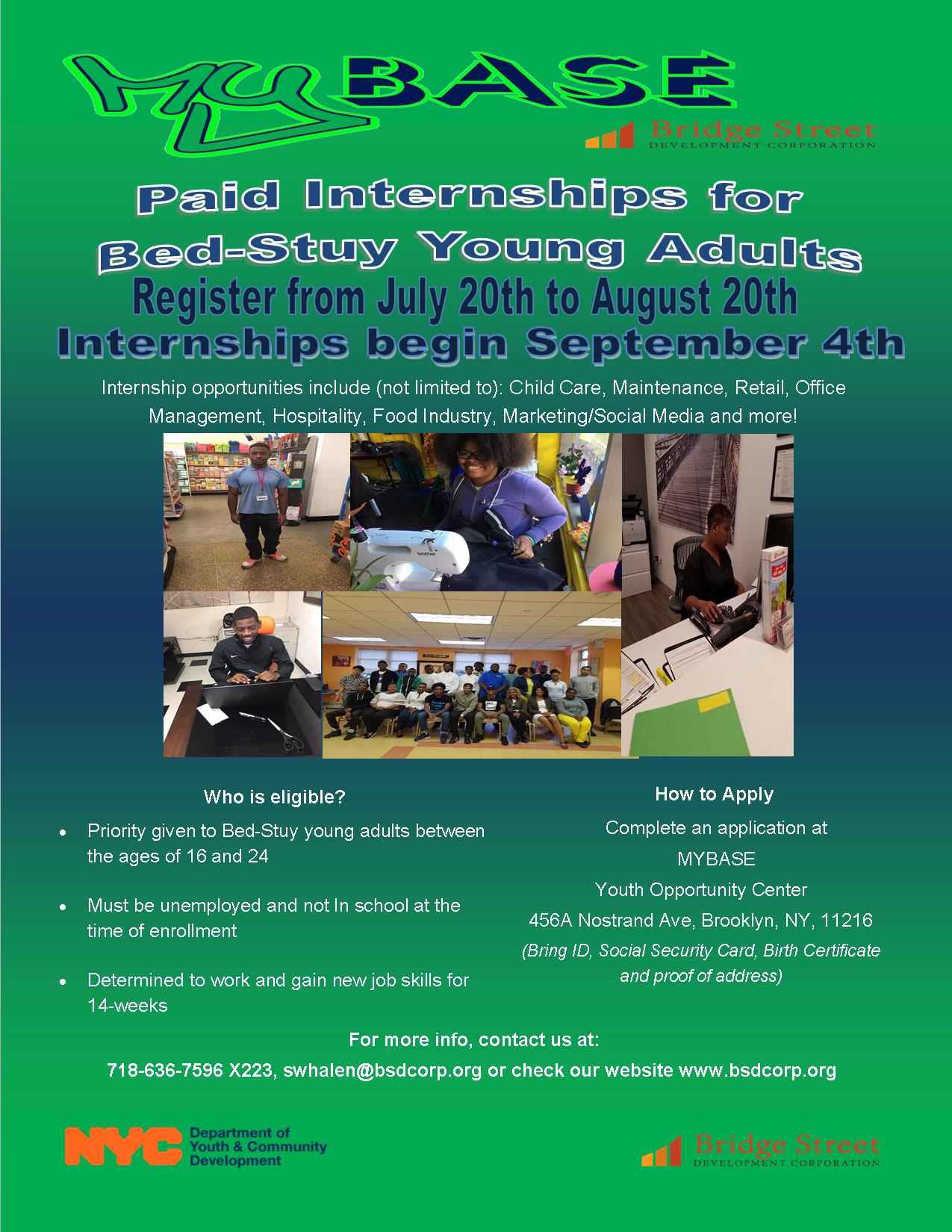 Registration Open July 5 August 20 Paid Internships For Bed Stuy Young Adults Bridge Street Development Corporation