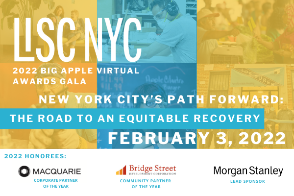 LISC NYC's 2022 Big Apple Virtual Awards flyer